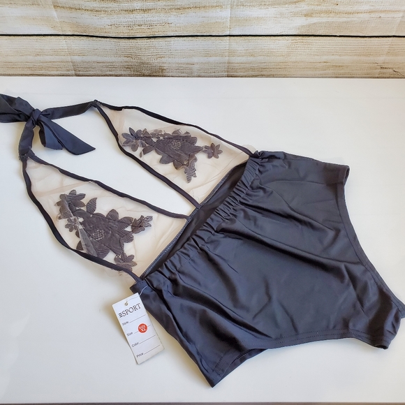 👙2/$20 Halter Mesh Floral Embroidery Swimsuit - Picture 6 of 10